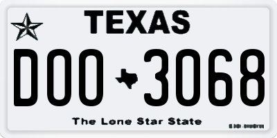 TX license plate DOO3068