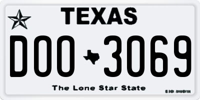 TX license plate DOO3069