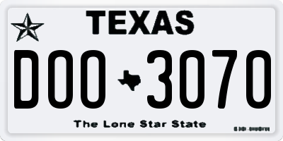 TX license plate DOO3070