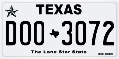 TX license plate DOO3072