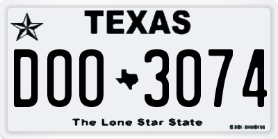 TX license plate DOO3074