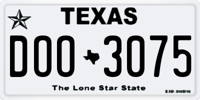 TX license plate DOO3075