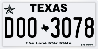 TX license plate DOO3078