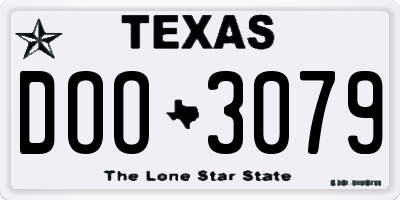 TX license plate DOO3079