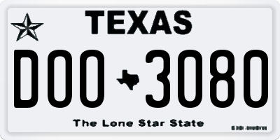 TX license plate DOO3080