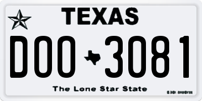 TX license plate DOO3081
