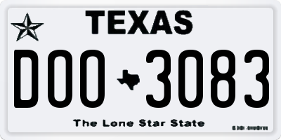 TX license plate DOO3083