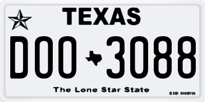 TX license plate DOO3088