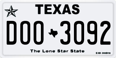 TX license plate DOO3092