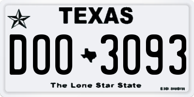 TX license plate DOO3093