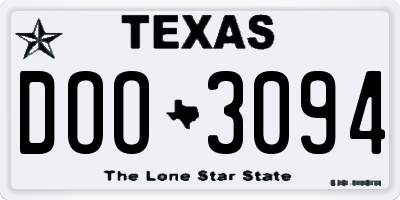 TX license plate DOO3094