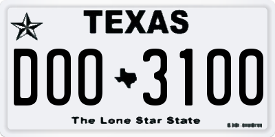 TX license plate DOO3100