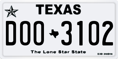 TX license plate DOO3102