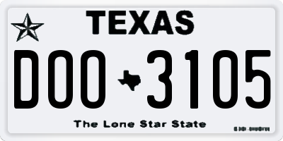 TX license plate DOO3105