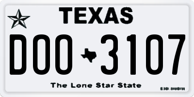TX license plate DOO3107