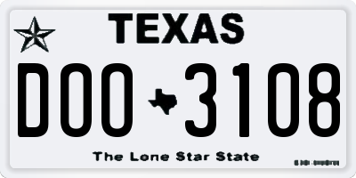 TX license plate DOO3108