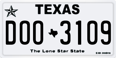 TX license plate DOO3109
