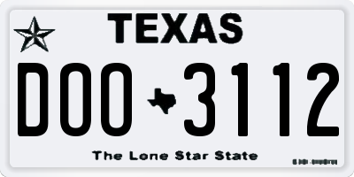 TX license plate DOO3112