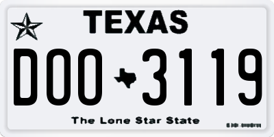 TX license plate DOO3119