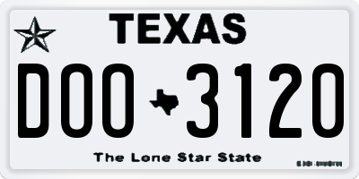 TX license plate DOO3120