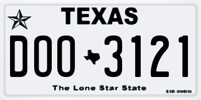 TX license plate DOO3121