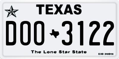 TX license plate DOO3122