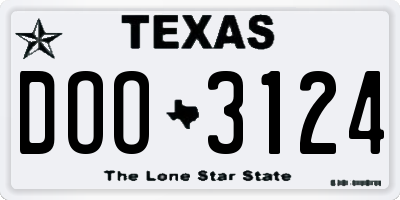 TX license plate DOO3124