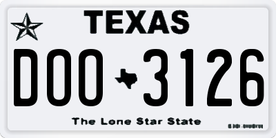 TX license plate DOO3126