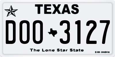 TX license plate DOO3127