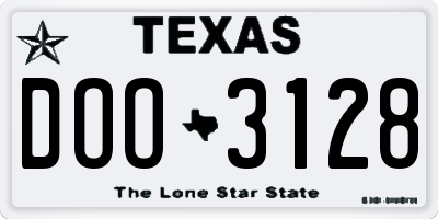 TX license plate DOO3128