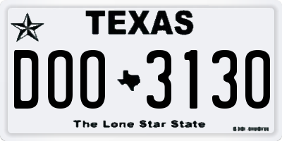 TX license plate DOO3130