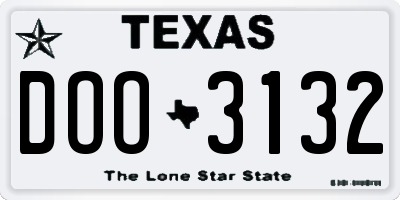 TX license plate DOO3132