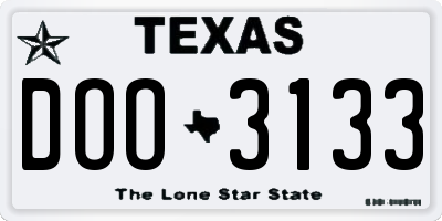 TX license plate DOO3133