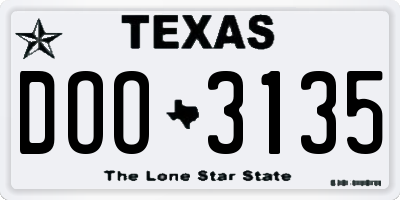 TX license plate DOO3135