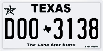 TX license plate DOO3138