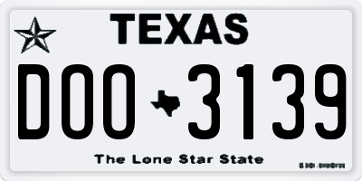 TX license plate DOO3139