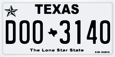 TX license plate DOO3140