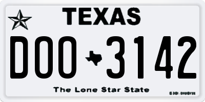 TX license plate DOO3142