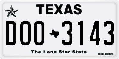 TX license plate DOO3143