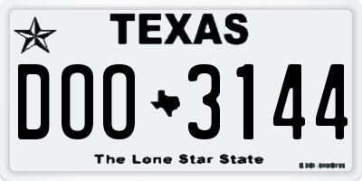 TX license plate DOO3144