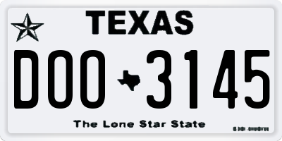 TX license plate DOO3145