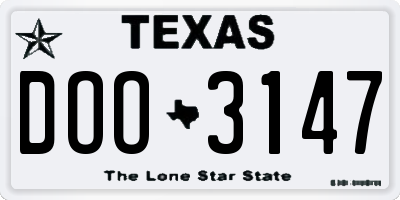 TX license plate DOO3147