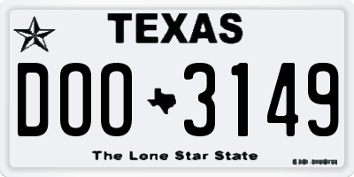 TX license plate DOO3149