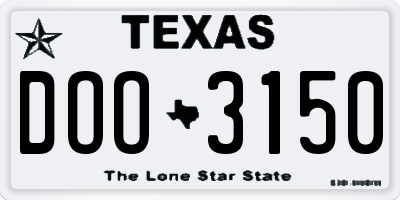 TX license plate DOO3150