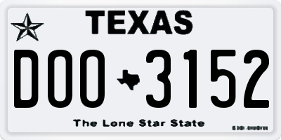 TX license plate DOO3152