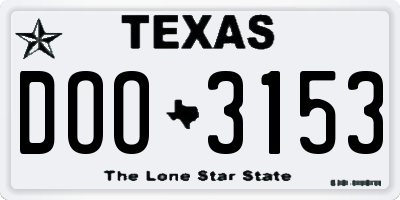 TX license plate DOO3153