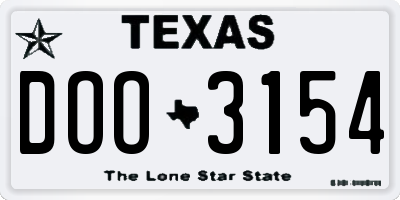 TX license plate DOO3154