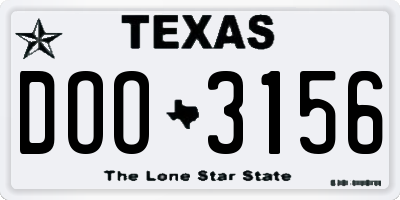 TX license plate DOO3156