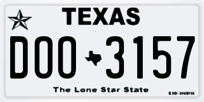 TX license plate DOO3157