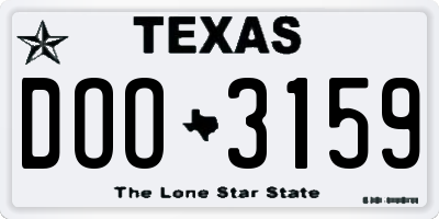 TX license plate DOO3159